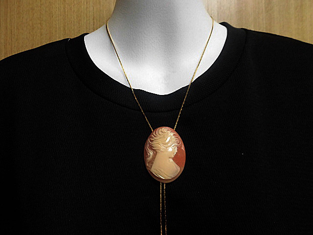 天然石 カメオ ループタイ(ロングネックレス)　　230908866