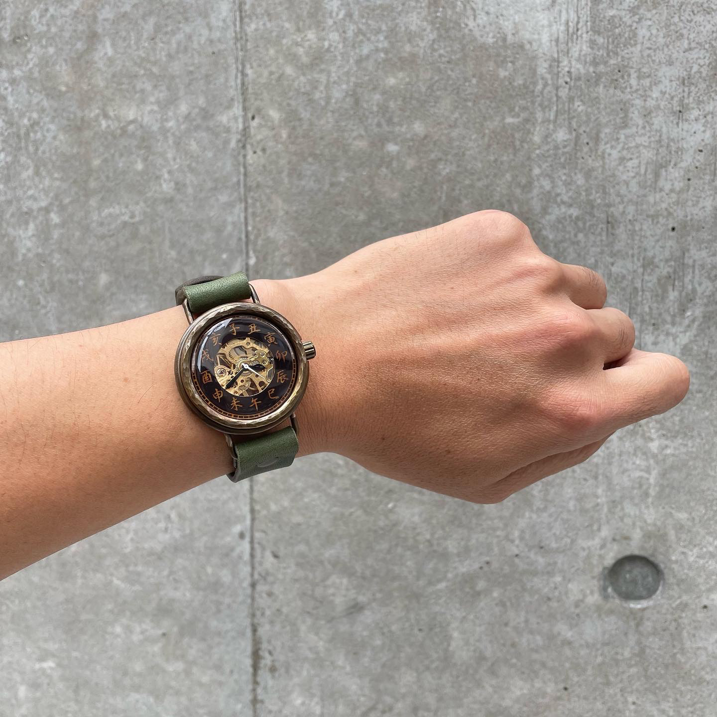 『漢字』◆真鍮製　手巻式手作り腕時計◆ LBM-2055-K