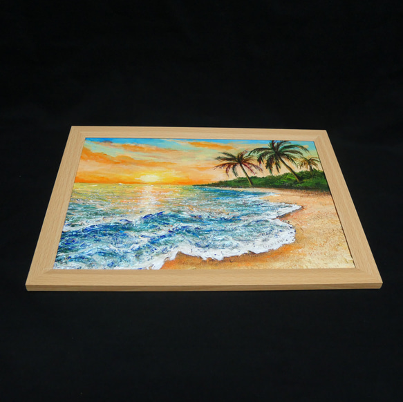 油絵 油彩 油彩画 絵 絵画【夕日の海辺】 13枚目の画像