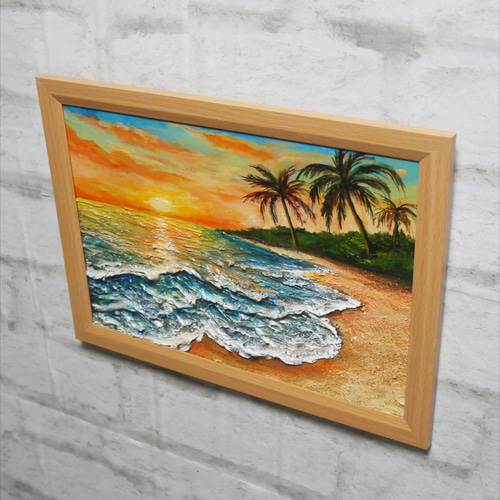 限定セール -SALE 油絵 油彩 通販 HR 絵画 絵画【夕日の海辺】 絵 油彩画 絵画