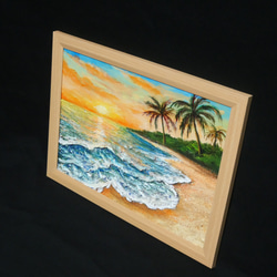 油絵 油彩 油彩画 絵 絵画【夕日の海辺】 12枚目の画像