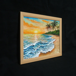 油絵 油彩 油彩画 絵 絵画【夕日の海辺】 10枚目の画像