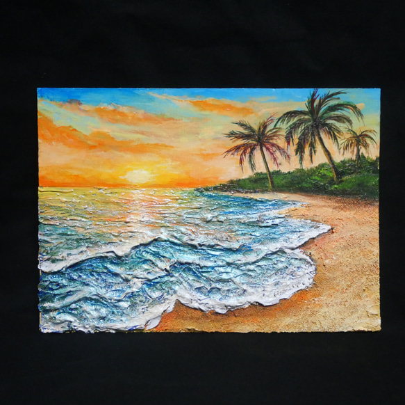 油絵 油彩 油彩画 絵 絵画【夕日の海辺】 17枚目の画像