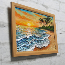 油絵 油彩 油彩画 絵 絵画【夕日の海辺】 7枚目の画像