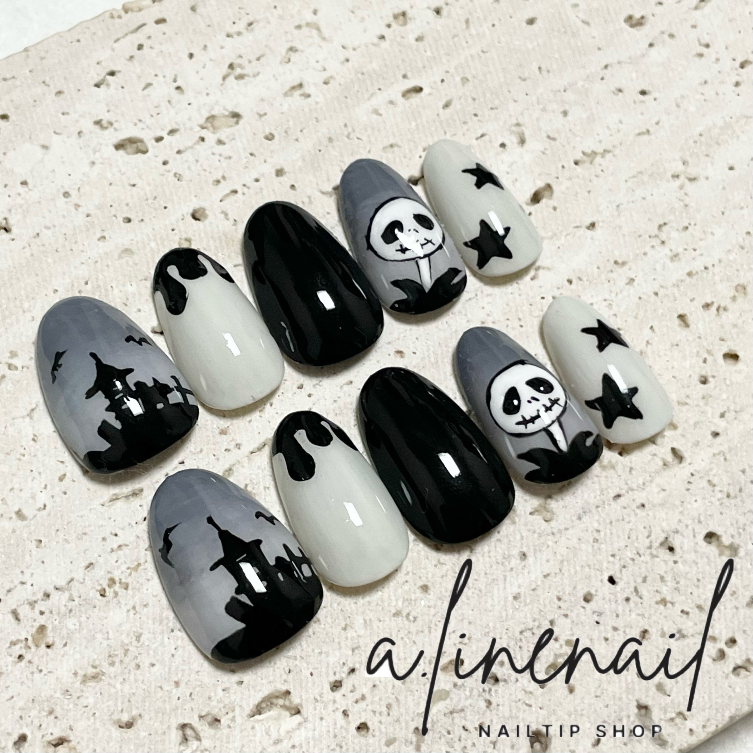 ハロウィン　DIY 手作りネイルチップ ネイルチップをつくる。】ディズニーハロウィンネイル/3dネイル