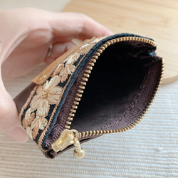 leather×インド刺繍リボン✤コインケース② 5枚目の画像