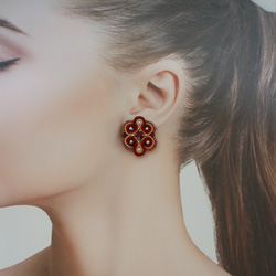 2023秋季新品【Alyssum】吊飾耳環或耳環【紅色】 第3張的照片