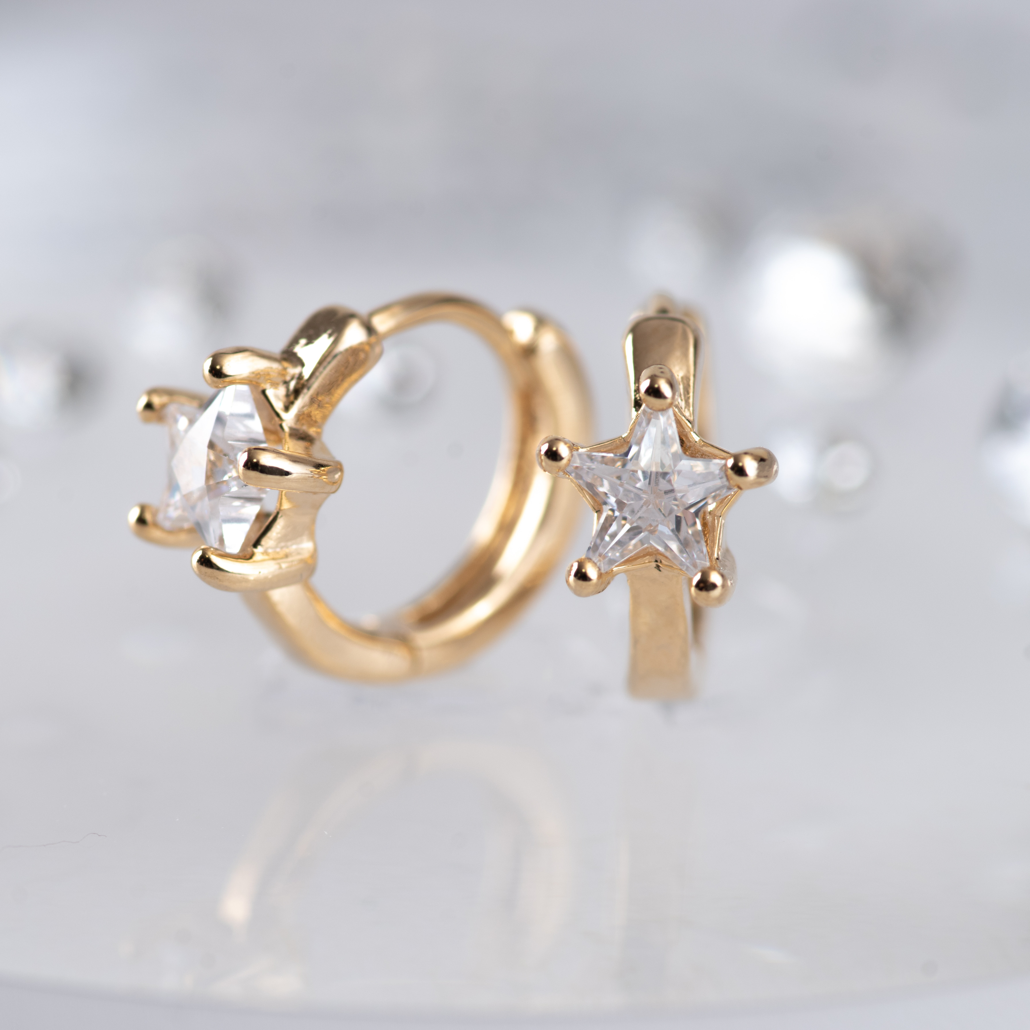 私の小さなスターフープピアス 【ゴールド】金属アレルギー対応
