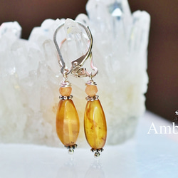 琥珀★amber シルバーピアス1189 1枚目の画像