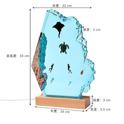 樹脂ランプエポキシ樹脂工芸ギフト/オーシャンナイトライト/ダイビングカップルと海洋生物シリーズ 9枚目の画像