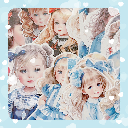 おすそ分けファイルコラージュ素材【Blue】ダイカット付