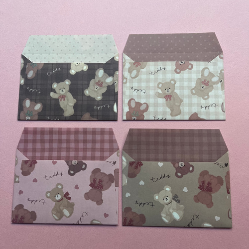 送料込み くまちゃん折り紙 ミニ封筒 4柄×各3枚12枚セット︎ 包装紙