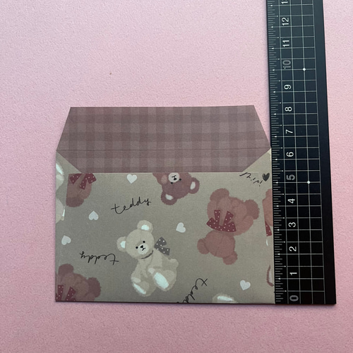 ◆オーダー用◆ダイカット クマちゃん  ミニ封筒 送料込み くまちゃん折り紙 ミニ封筒 4柄×各3枚12枚セット︎ 包装紙