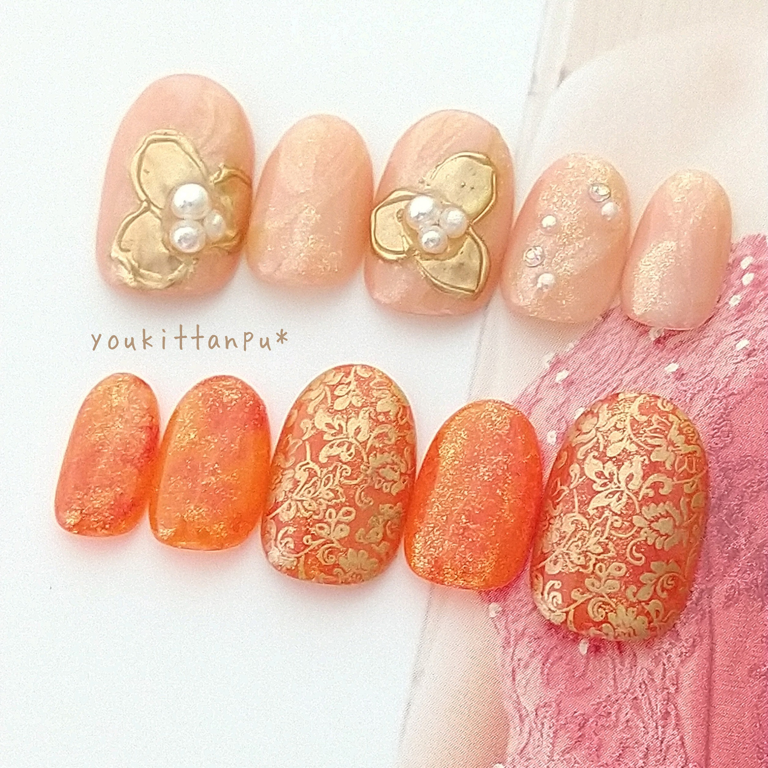 ネイルチップ ミラーフラワーⅥ 情熱と＊つけ爪 結婚式 ブライダル ウェディング 白無垢 成人式 卒業式 シンプル 春