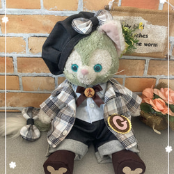 ☆ジェラトーニSサイズ☆黒チェック ベストスーツコスチューム