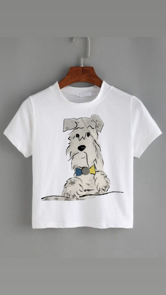 White T-shirt "Cute Dog" 1枚目の画像