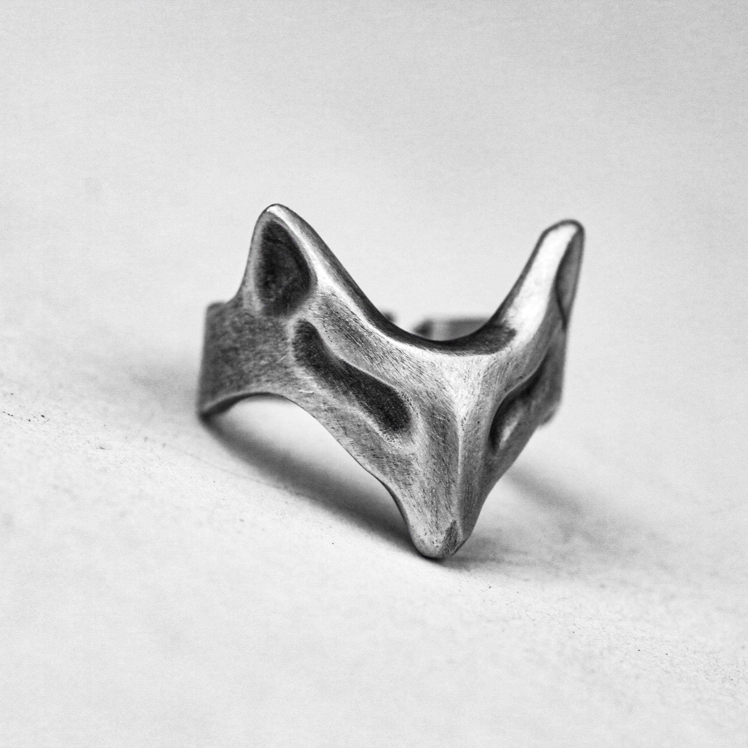 抽象的なファセットリングフォックス、幾何学的なフォックスリング、Vフェイスフォックスギフト、シンプルなフォックスリング、