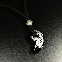 【目標達成をサポートする力を与える】皇帝龍 銀彫オニキス 勾玉 スエードコード ネックレス ｍｙ２ 12枚目の画像