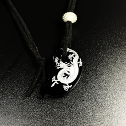 【目標達成をサポートする力を与える】皇帝龍 銀彫オニキス 勾玉 スエードコード ネックレス ｍｙ２ 5枚目の画像