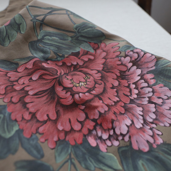 母の日ＳＡＬＥ  手描きART　和画衣　 満開に咲く芍薬　ワンピース　ゆったり　ジャンパースカート　R94D 3枚目の画像