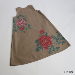 母の日ＳＡＬＥ  手描きART　和画衣　 満開に咲く芍薬　ワンピース　ゆったり　ジャンパースカート　R94D 13枚目の画像