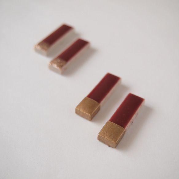 【オーダーページ】ロング美濃焼ラメピアス(ボルドー)　ピアス / イヤリング 3枚目の画像