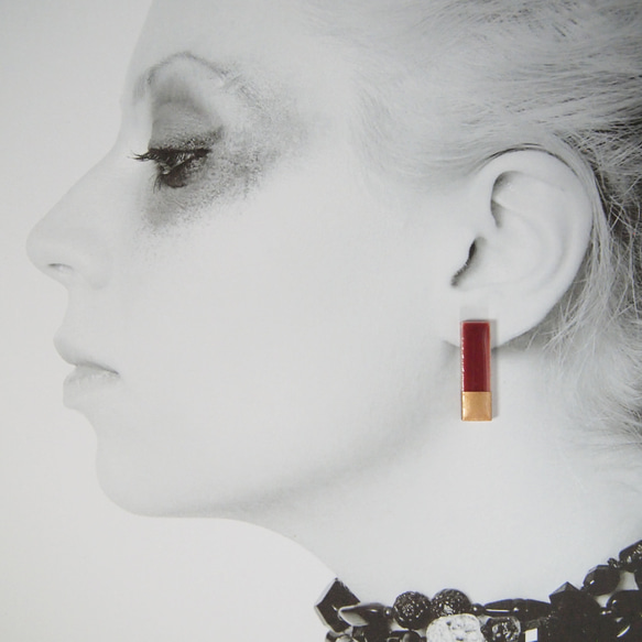 【オーダーページ】ロング美濃焼ラメピアス(ボルドー)　ピアス / イヤリング 6枚目の画像