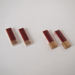 【オーダーページ】ロング美濃焼ラメピアス(ボルドー)　ピアス / イヤリング 2枚目の画像