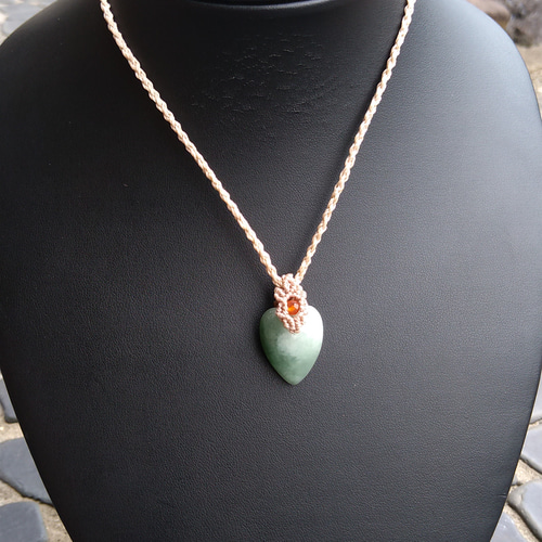 ミャンマー産】本翡翠の天然石マクラメペンダント[PEN-43] ネックレス