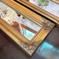 アンティークな部屋  おしゃれな鏡 一面鏡  ウォールミラー 2枚セット 壁掛け鏡 gold 縦横2WAY 7枚目の画像