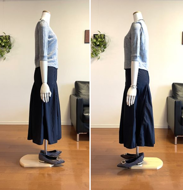【完成品】5号 ロングボリュームスカート(Wゴム/濃紺/撥水/80cm丈） 4枚目の画像