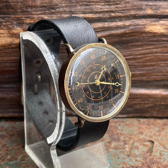 ◆真鍮製　クォーツ式手作り腕時計　◆LBQ-3083-SMPL【コバ仕上げ有り】 2枚目の画像