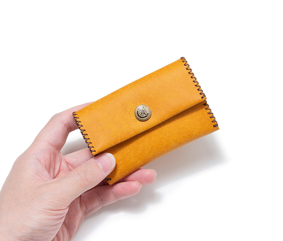 色鮮やかなプエブロレザー財布[イエロー]/Compact Wallet[ YELLOW]/キャッシュレス ミニ財布 8枚目の画像