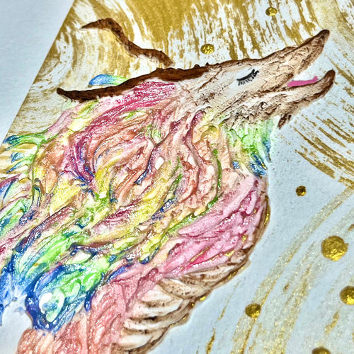 再販1 プリント版】【一点もの】【龍画造形作品#6】虹龍 Rainbow