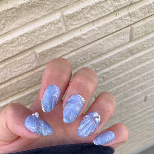 受注生産】ブライダルネイル デニムブルー お色直し ウエディング  