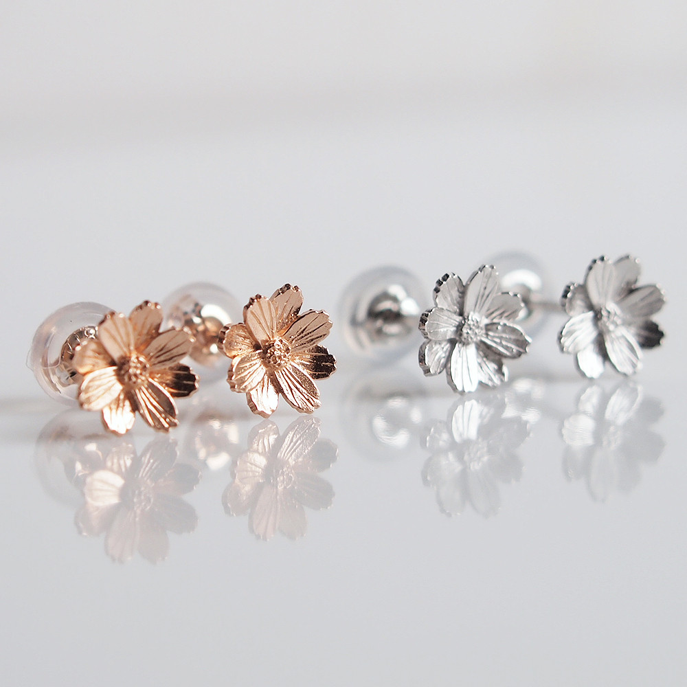 色褪せないジュエリー秋桜コスモスのピアスK18PG/Pt900【送料無料】季節のピアス【秋-Autumn】