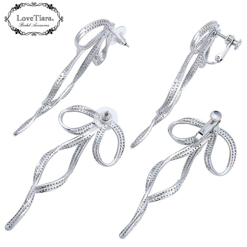 426】大粒ジルコニアのピアス／イヤリング／リボン 【公式通販】