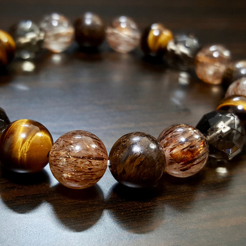 前向きな勇気を与える/ブロンザイトとブラウンルチルクォーツの天然石