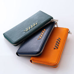 本革ラウンド長財布｜L字ファスナー｜大容量｜シンプル｜ペア財布