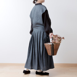 成人女孩圍裙cachecoeur連身裙-法國亞麻/灰色 第5張的照片