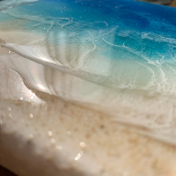 透明感抜群のブルー　本物の砂を使用　写真と見間違えそうなオーシャンレジンアート　コンパクトサイズ　透明感　ブルー.4 8枚目の画像