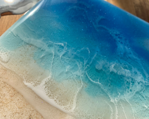 透明感抜群のブルー 本物の砂を使用 写真と見間違えそうなオーシャン