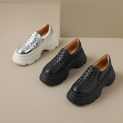 23 秋季女式真皮鞋超輕質厚底鞋舒適淺口鞋 22 厘米-24.5 厘米黑色 #814⭐免運費⭐ 第12張的照片