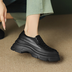 23 秋季女式真皮鞋超輕質厚底鞋舒適淺口鞋 22 厘米-24.5 厘米黑色 #814⭐免運費⭐ 第7張的照片