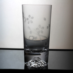 春季特價「Sakura Crest」2 件裝富士山玻璃杯一對木盒江戶玻璃 第2張的照片