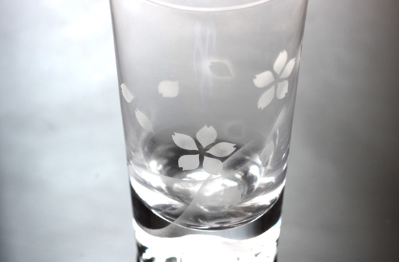春季特價「Sakura Crest」2 件裝富士山玻璃杯一對木盒江戶玻璃 第4張的照片