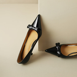 23 新款女士真皮鞋時尚獨特高跟鞋高跟鞋 22 厘米-24.5 厘米黑色 #815⭐免運費⭐ 第9張的照片