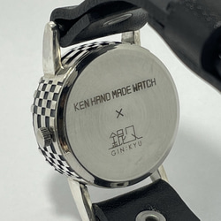 『銀製市松腕時計』◆SILVER製　クォーツ式手作り腕時計◆OBQ-8022-ginkyu 7枚目の画像