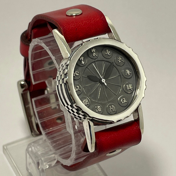 『銀製市松腕時計』◆SILVER製　クォーツ式手作り腕時計◆OBQ-8022-ginkyu 2枚目の画像