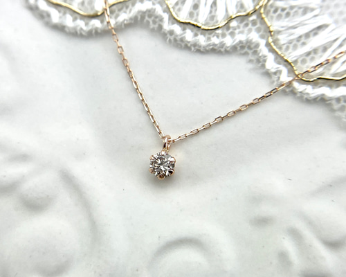 K18WG◇ダイヤ0.10ct◇刻印あり◇オーバルチャーム◇ネックレストップ ネックレス長さ変更ご依頼分～ひとつぶダイヤ～ K18PG 0.10ct